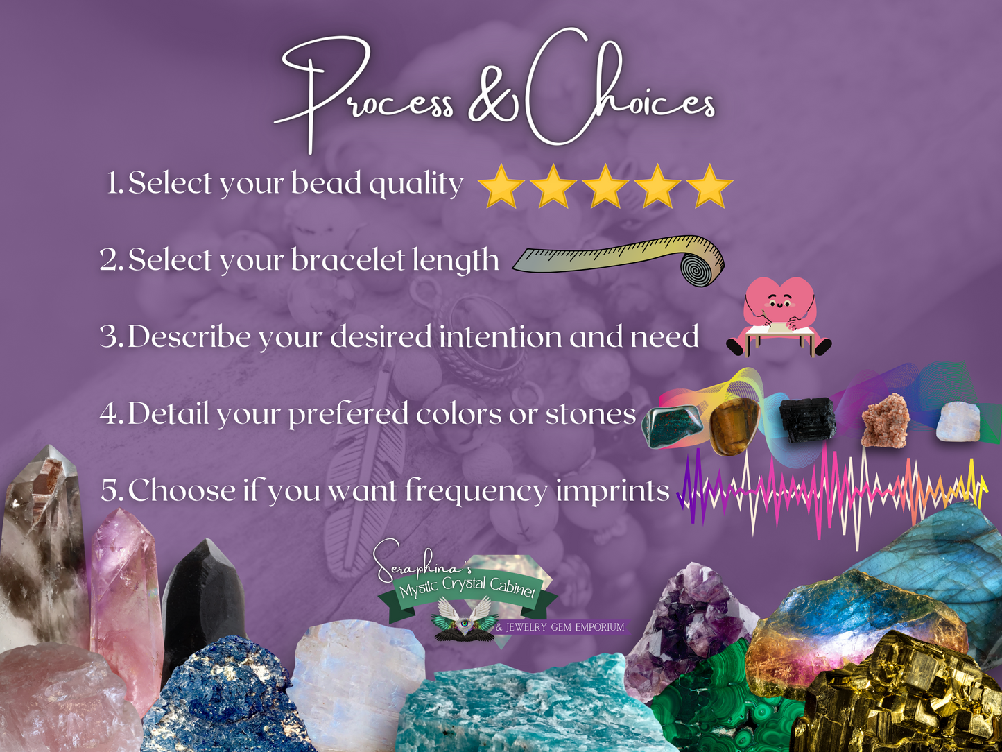 Custom Crystal Bead Bracelet - Choose Size, Quality, and Frequency Codes