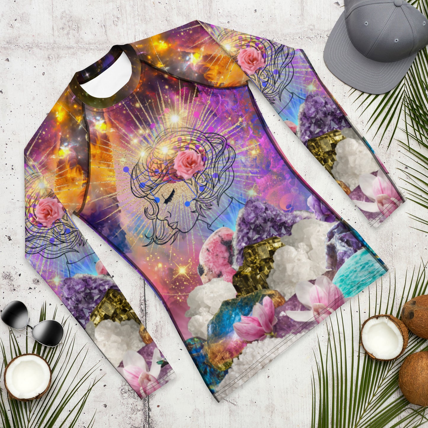Galaxy Abstract Print Psychedelic Festival Clothing Rave Crystals Feminine Brain Female Empowerment All-over Print Jiu Jitsu Rashie Nogi