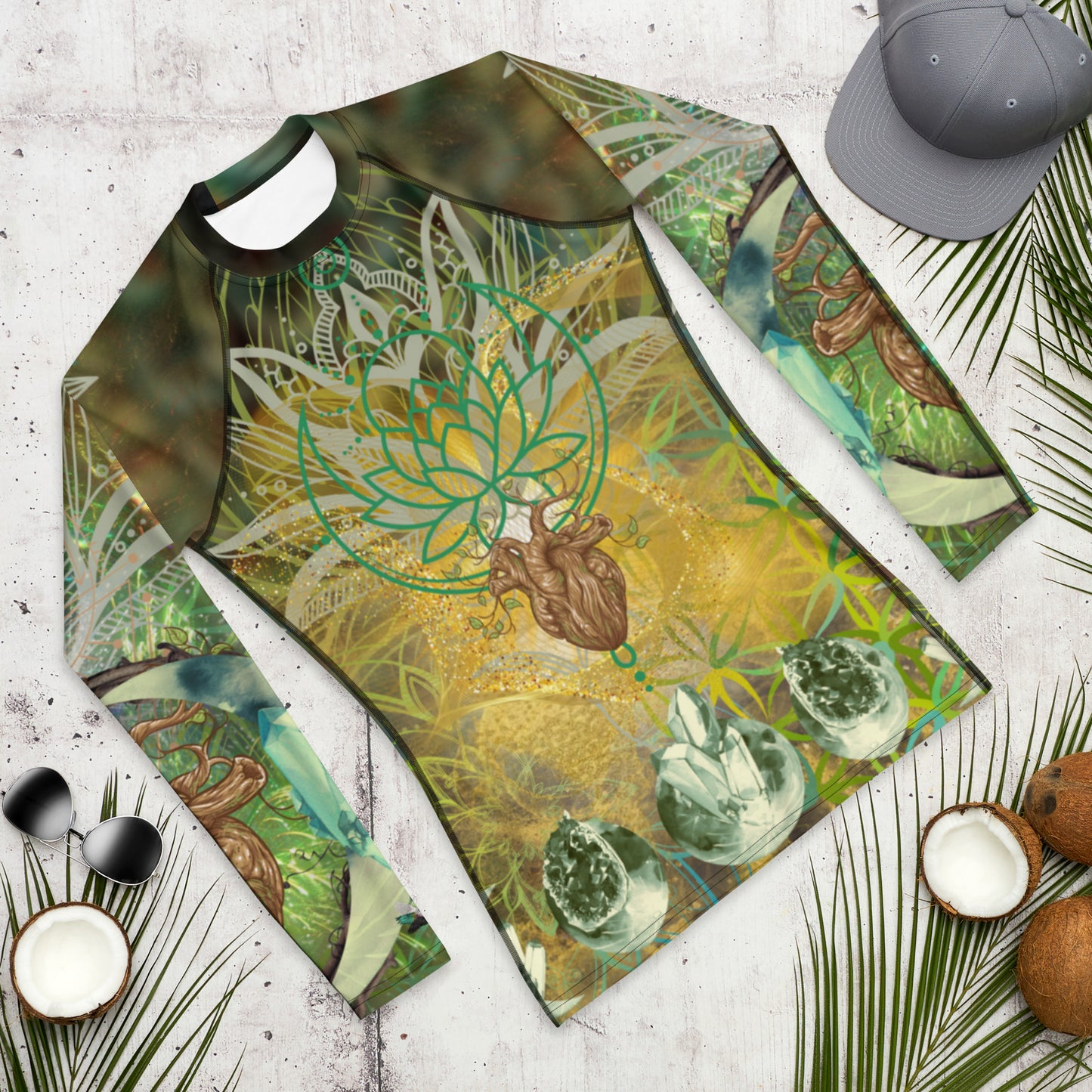 Green Abstract Print Psychedelic Festival Clothing Rave Shirt Sacred Geometry Flower of Life all-over print