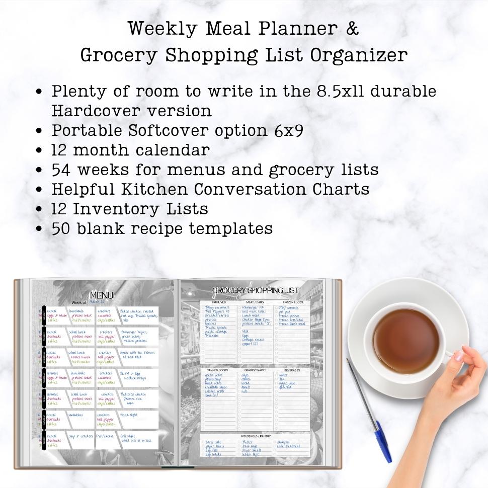 Meal Planner and shopping list - Year (54 Weeks) with bonus content