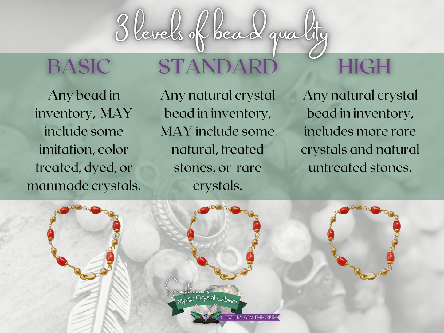 Custom Crystal Bead Bracelet - Choose Size, Quality, and Frequency Codes