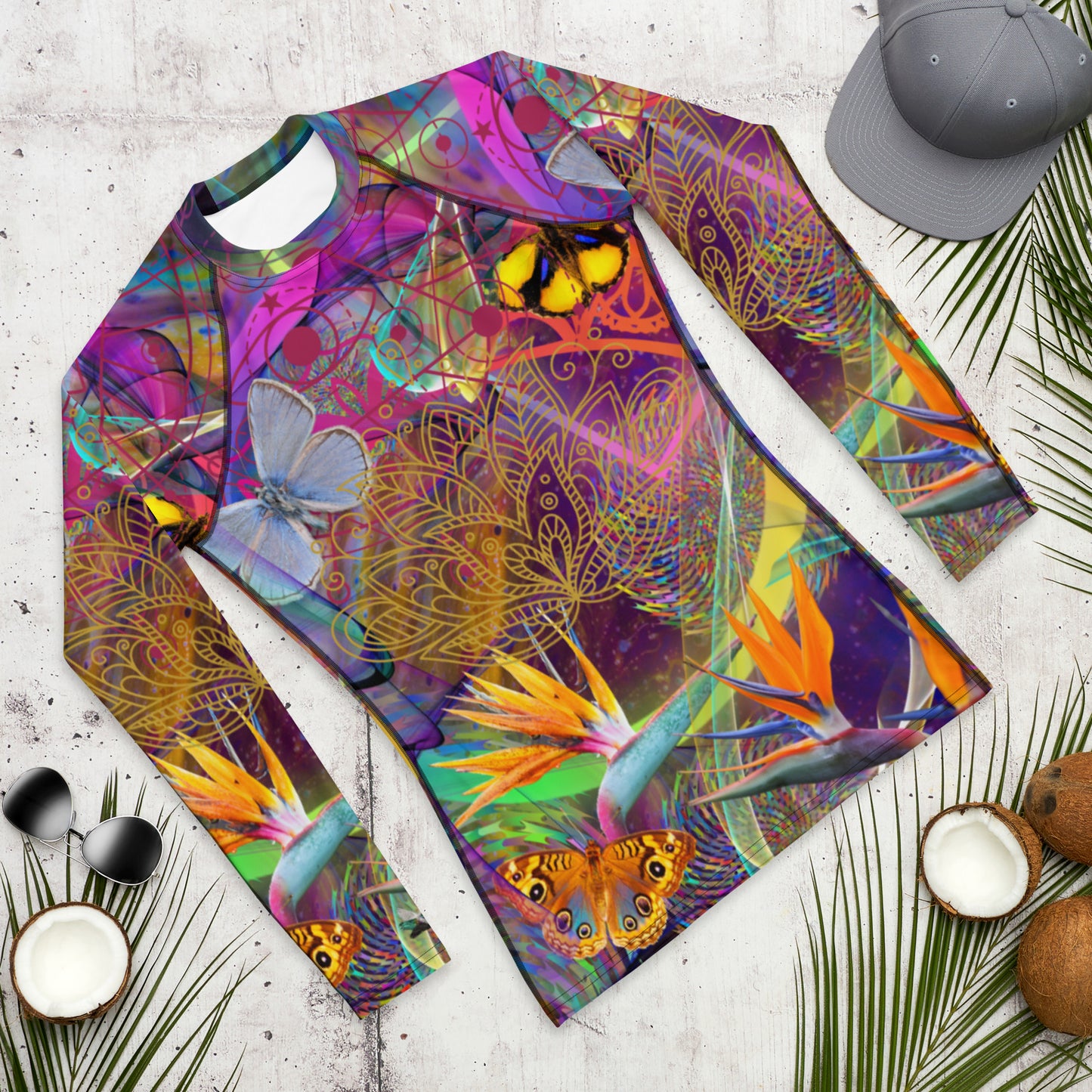 Neon Butterfly&#39;s in Paradise Cosmic Waves Psychedelic Dreamscape Festival Rave Hippie Shirt