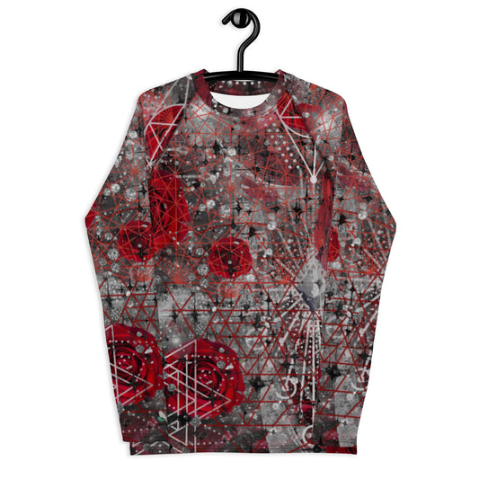 Red Stargazer Galaxy Abstract Print Psychedelic Festival Rave All Over Print LONG SLEEVE Jiu Jitsu Nogi Rashie Grappling SHIRT