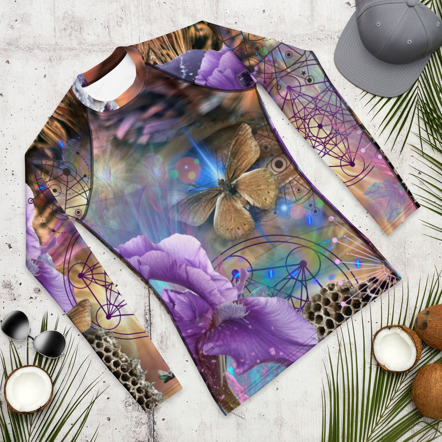 Lavender Rainbow Iris Womens Long Sleeve Shirt - Unisex Sizing