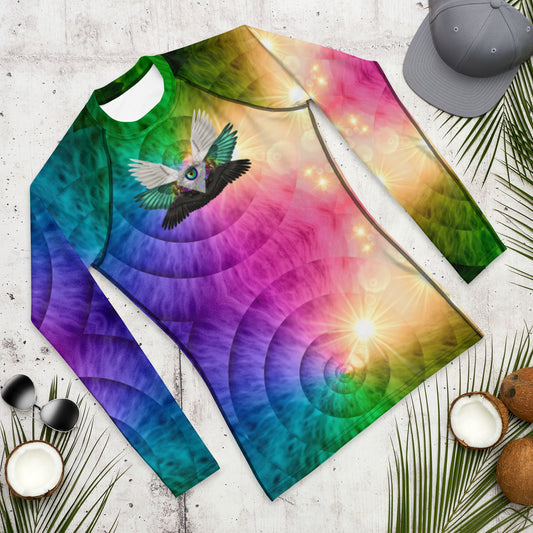 Seraphina Brand Shirt Six Winged Opal Diamond Sun ray eye Rainbow Iridescent White Black Wings Festival Wear