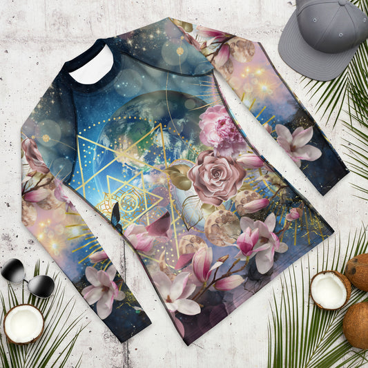 Gold Dusty Midnight - LONG SLEEVE SHIRT Womens Unisex Abstract Print Psychedelic Festival All-over Print Jiu Jit su Rashie Nogi Rash guard