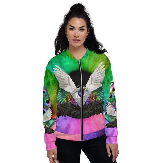 Seraphina Brand Abstract Print Psychedelic Festival Rave All Over Print UNISEX BOMBER JACKET
