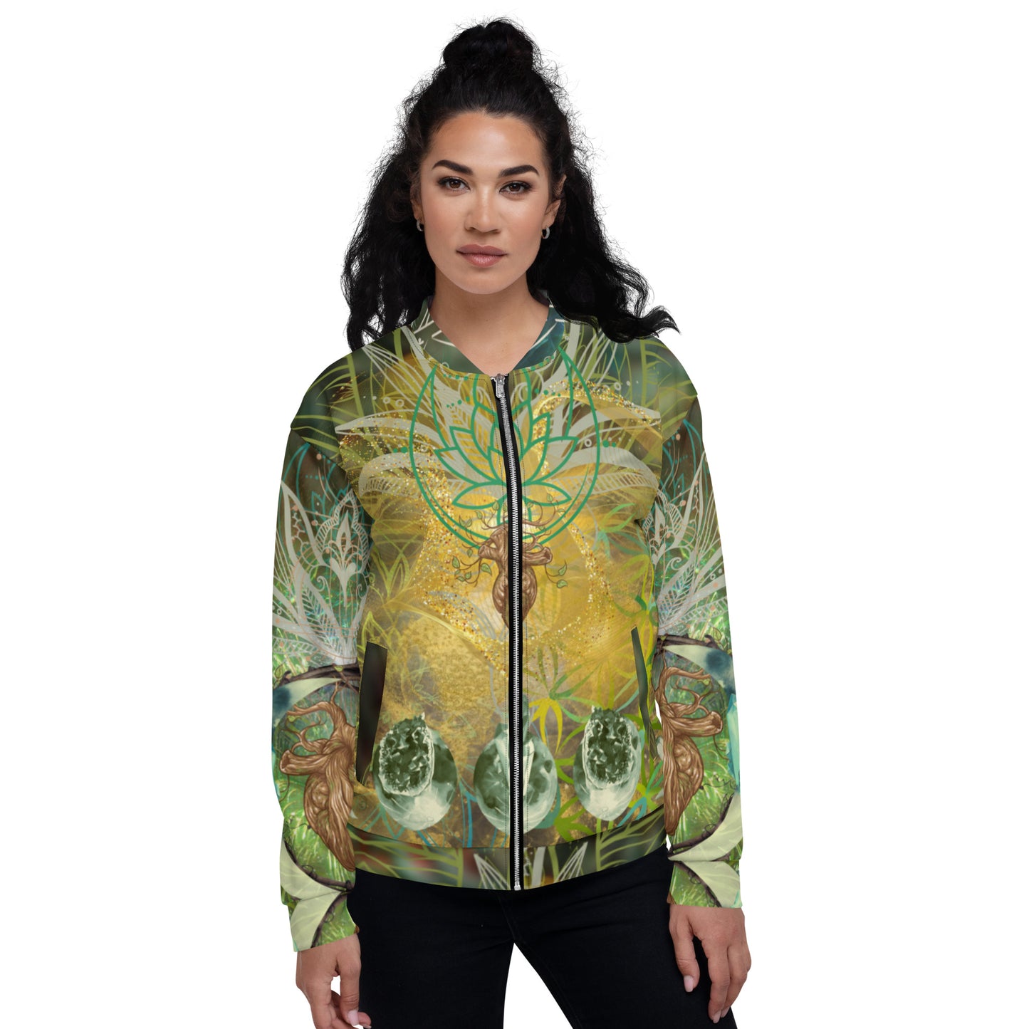Geode Flower Of Life Abstract Print Psychedelic Festival Rave All Over Print UNISEX BOMBER JACKET