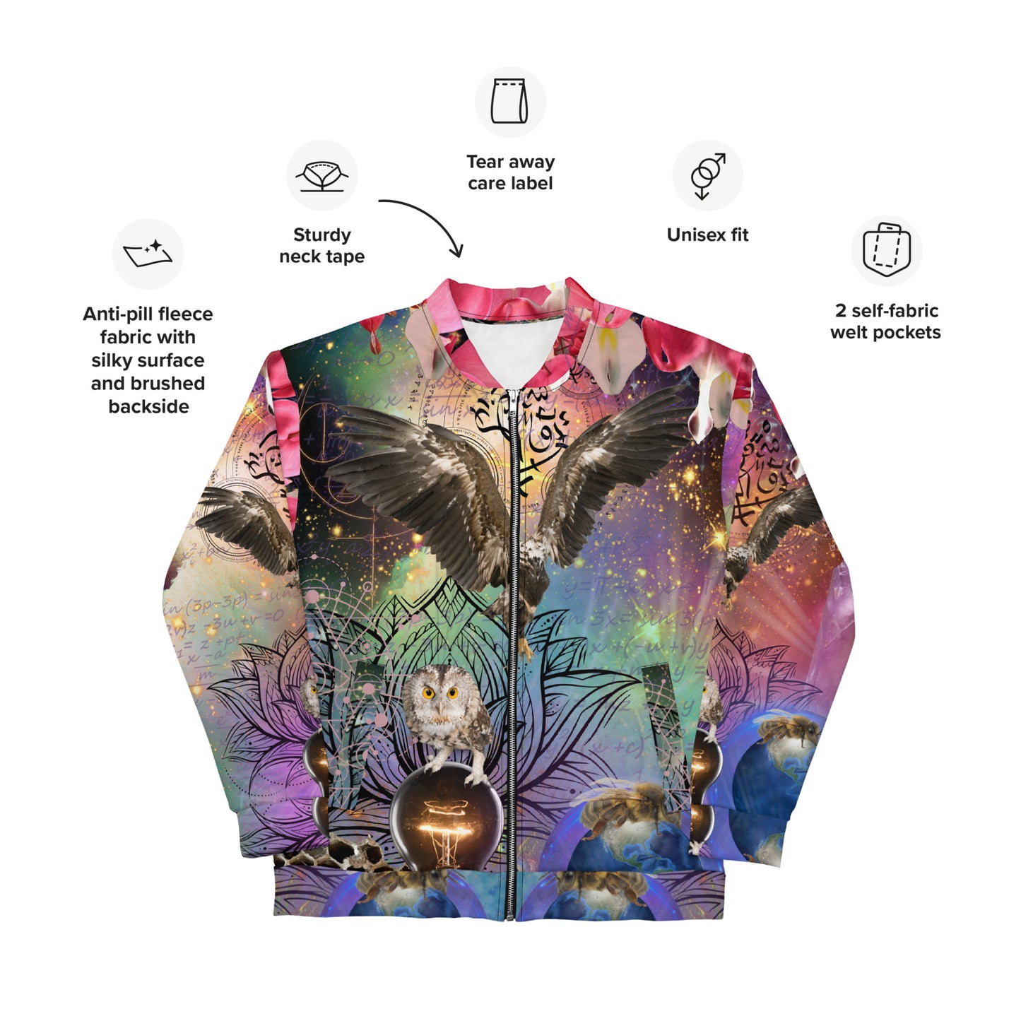 Abstract Bleeding Heart Eagle BOMBER JACKET