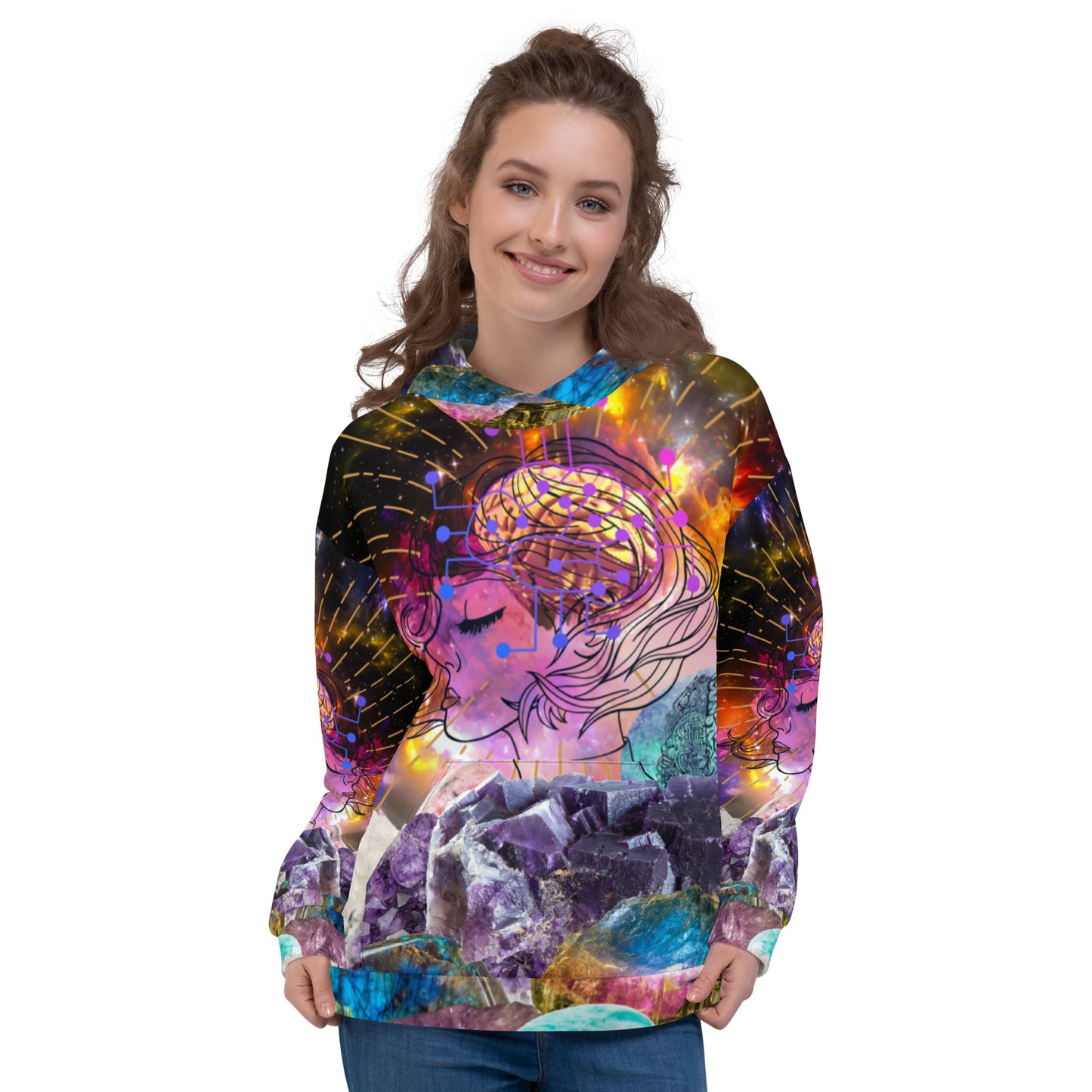 Abstract Galaxy Woman Traditional Hoodie