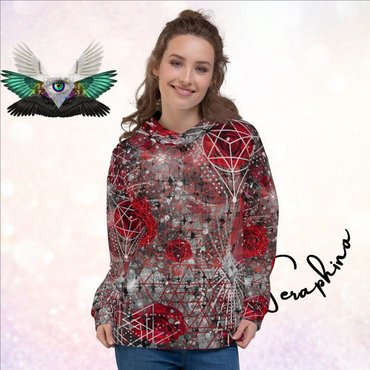 Red Stargazer Galaxy Abstract Colorful Print Psychedelic Festival Rave All Over Print PULL OVER HOODIE