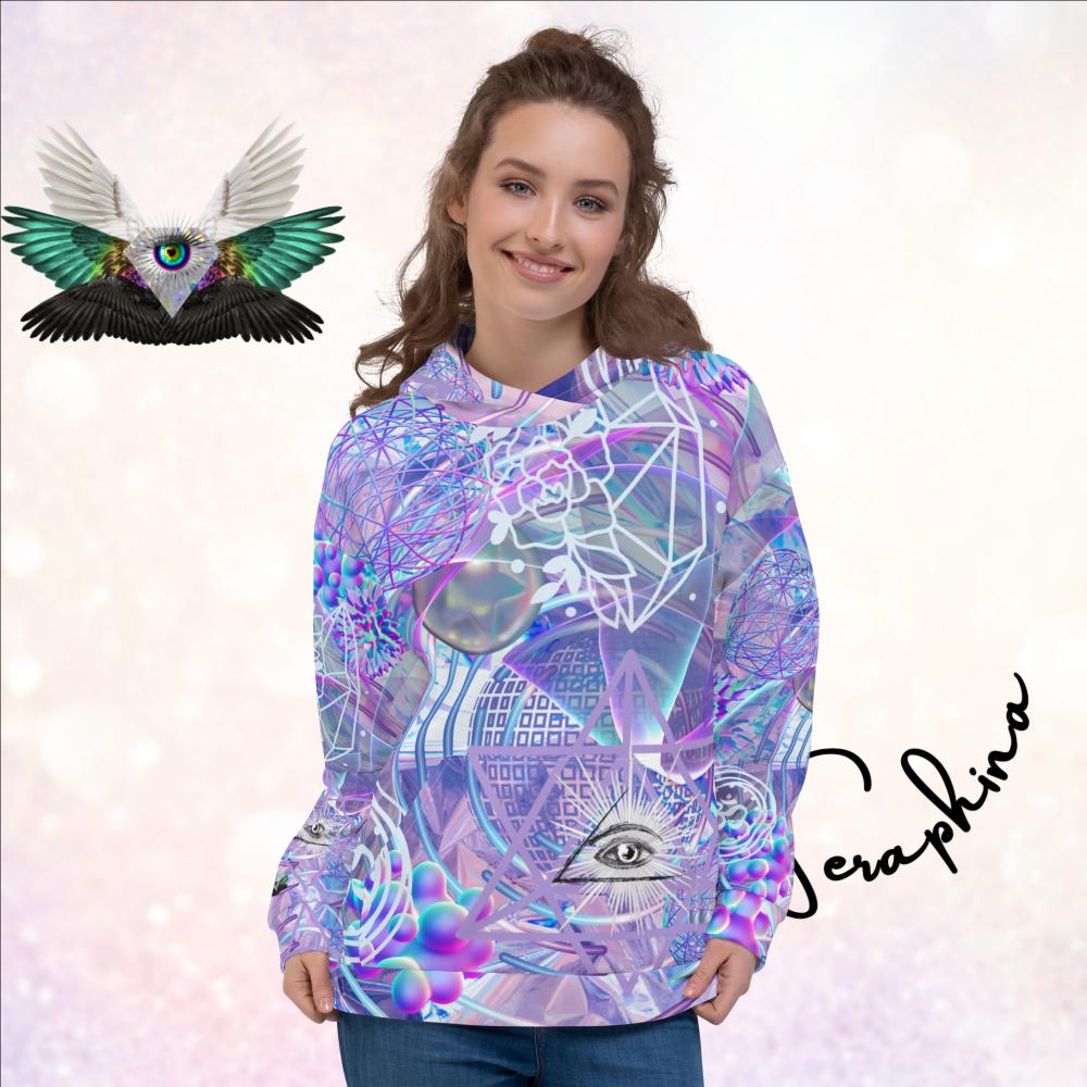 Periwinkle Dreams Abstract Print Psychedelic Festival Rave All Over Print PULL OVER HOODIE