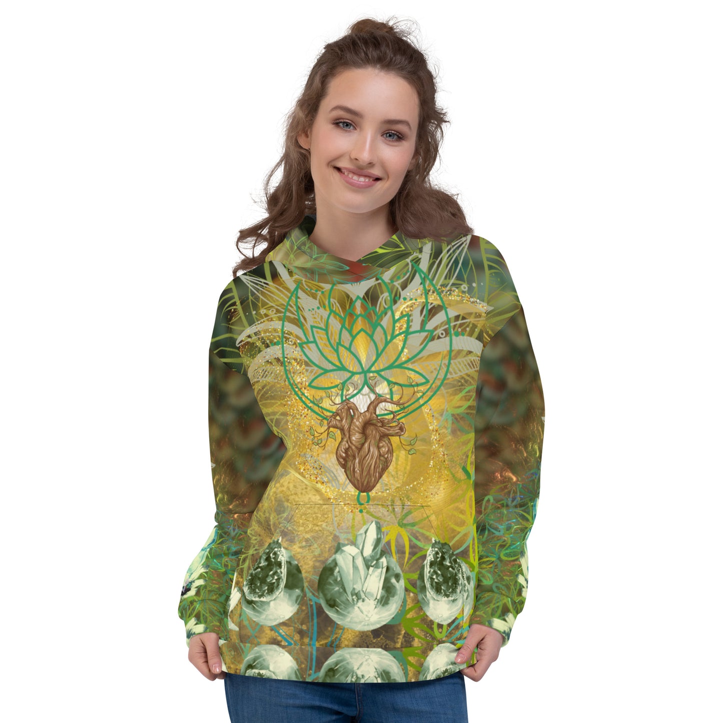 Geode Flower Of Life Abstract Print Psychedelic Festival Rave All Over Print  PULL OVER HOODIE