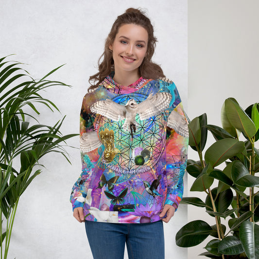 Enlightened Owl Abstract Print Psychedelic Festival Rave All Over Print PULL OVER HOODIE