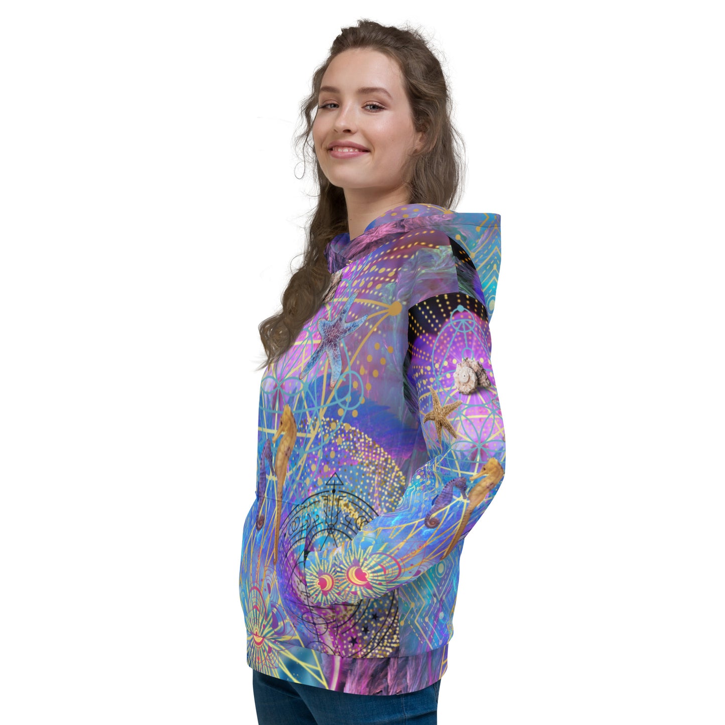 Twin Flame Duality Sea Abstract Colorful Print Psychedelic Festival Rave All Over Print PULL OVER HOODIE