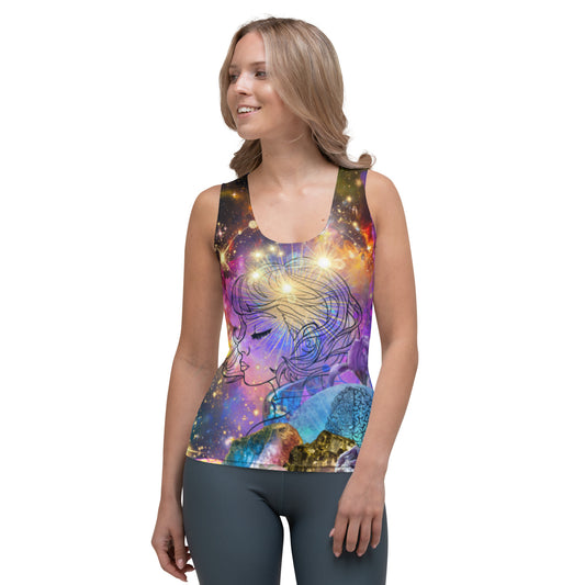Galaxy Abstract Print Psychedelic Festival Clothing Rave Crystals Feminine Brain Female Empowerment All-over Print Tank Top