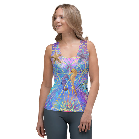 Twin Flame Duality Sea Abstract Print Psychedelic Festival Rave All Over Print TANK TOP