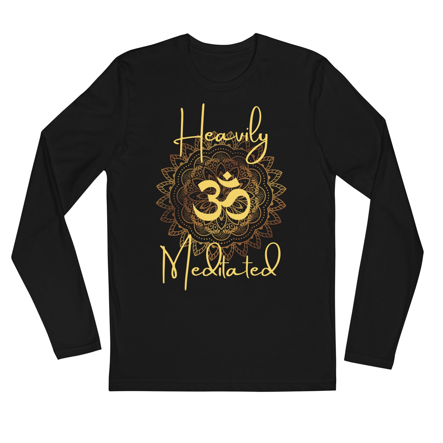Graphic Print Tee - Heavily Ohm Meditated - Golden Mandala - Long Sleeve Unisex T-Shirt