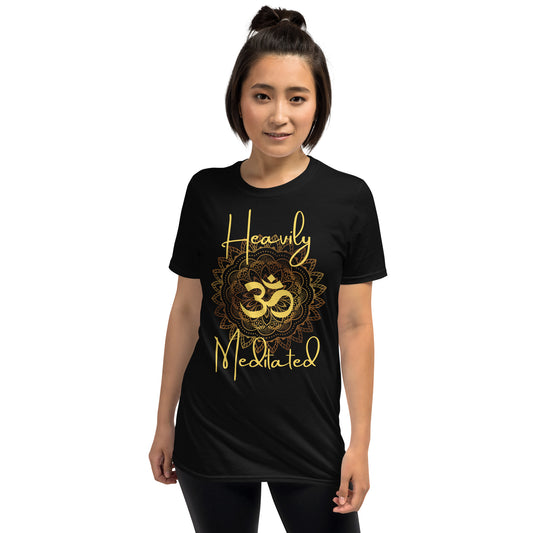 Graphic Print Tee - Heavily Ohm Meditated Mandala - Short-Sleeve Classic Black Tee Unisex T-Shirt